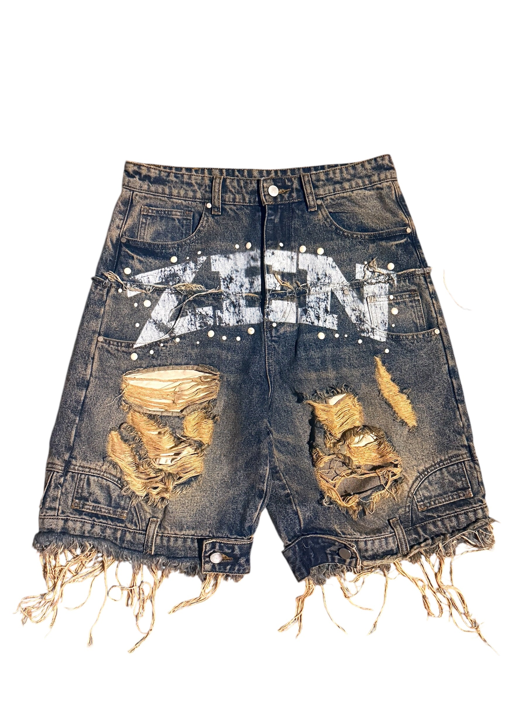 Distorted denim jorts